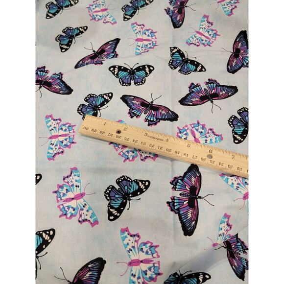 NEW Cotton fabric BLUE PURPLE BUTTERFLIES SKY Butterfly 2yards Joanns - Picture 3 of 3